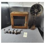 Wooden Square Display Case, Heater & Wall Hooks