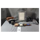 Binoculars, Folding Camera & Collectible Boxes