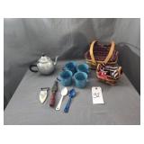 Longaberger Baskets,Enamelware & Sharpening Stone