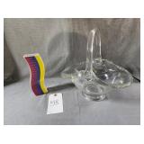 Indian Clear Glass Basket & Curvy Vase