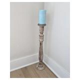 Tall Wood Candlestick with Candle 5' tall