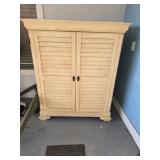 Light Wood Storage Cabinet w/louvered double doors