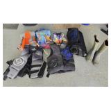 Scuba Fins x2, life jackets x5, sz 11 Muck Boots