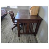 Mission Style Wood Desk- Antique Office Wood Chair