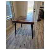 24' Brown Wood Square Table with Metal Legs