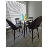 Kitchen Bar Style Round Table with 4 Upholstered