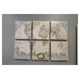 6 pc canvas print of a world map 18 x 20'