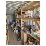 Wood double Shelves - no contents sell w/ this lot