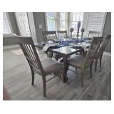 Dining Table w/six chairs & all decor on table