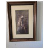 Framed Print - Man in Library & Table with Books