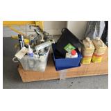 Misc caulk & guns, bucket, Sunnyside Muriatic Acid