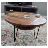 Round Coffee Table, Wood & Metal