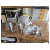 Qty 3 Pendant clear glass globes & 1 chain hanger