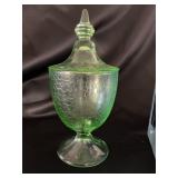 Vtg. L.E. Smith Green depression, crackle glass