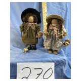 Vtg. Lizzie hi dolls. (2) handcrafted, wooden