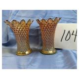 Vtg. Northwood Carnival glass 12 point diamond
