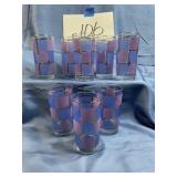 Vtg. Libbey  blue/ purple  geometric highball