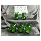6. 4 inch. 1957 anchor, hocking, green glass,