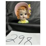 Vtg. Lady head vase Nancy Pew little girl.