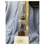Vtg. Reverse painted Cinnabar red finish oil