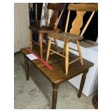 31ï¿½ x 45ï¿½ pine table includes two chairs and 14