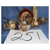 Marigold Carnival lot, including 4D handled cups