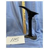 Vtg. Cast iron cobblers shoe last and stand.