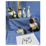 Ceramic/porcelain cat figurine lot
