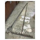 Vtg. Wood rake and apple picker Two pieces