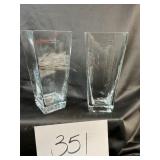 2  lead crystal square vases MADE IN POLAND