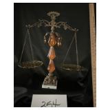 Vtg. Amber orange lucite scale of justice,
