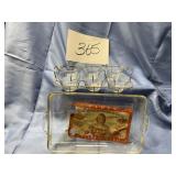 Pyrex custard cups with metal rack and  utility