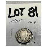 1905 barber dime