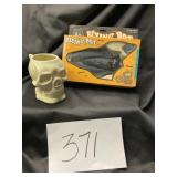 Vintage ceramic skull mug, and Halloween flying