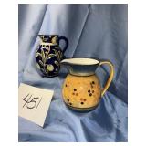 2 Vtg. Hand painted ceramic pitchers