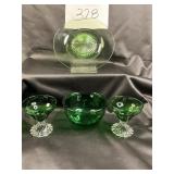 Vtg.  Anchor hocking emerald green bowl and clear