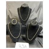 3 14 karat gold plated necklace bracelet matching