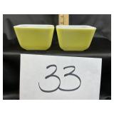 Vtg.  2 Bright yellow Pyrex refrigerator dishes