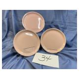 3 Homer Laughlin jubilee 9 inch plates pastel pink