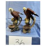 2 poly stone collectible eagle figurines 10 inch