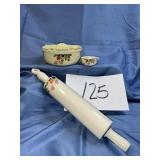 Vtg. 3 pc. Fall, China, autumn leaf, orange,