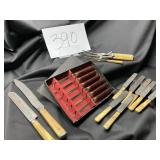 Vtg. Regal crest Sheffield knife set bone handle.