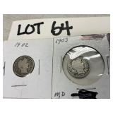 1902 and 1903 dimes