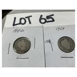 1900 and 1901 dimes