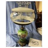 Large hand painted Victorian parlor lamp chimney,