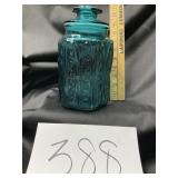 Vtg. L.E. SMITH teal aqua blue. Apothecary jar.
