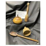 Vtg.  wooden pieces, Nasser butter press spoon