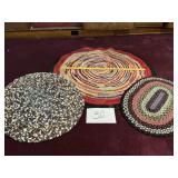 3 area rag rugs, braided