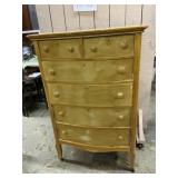 Refurbished bird Eye  maple 6 drawer chest of