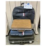 Vintage 3 hard sided suitcases plus garment bag